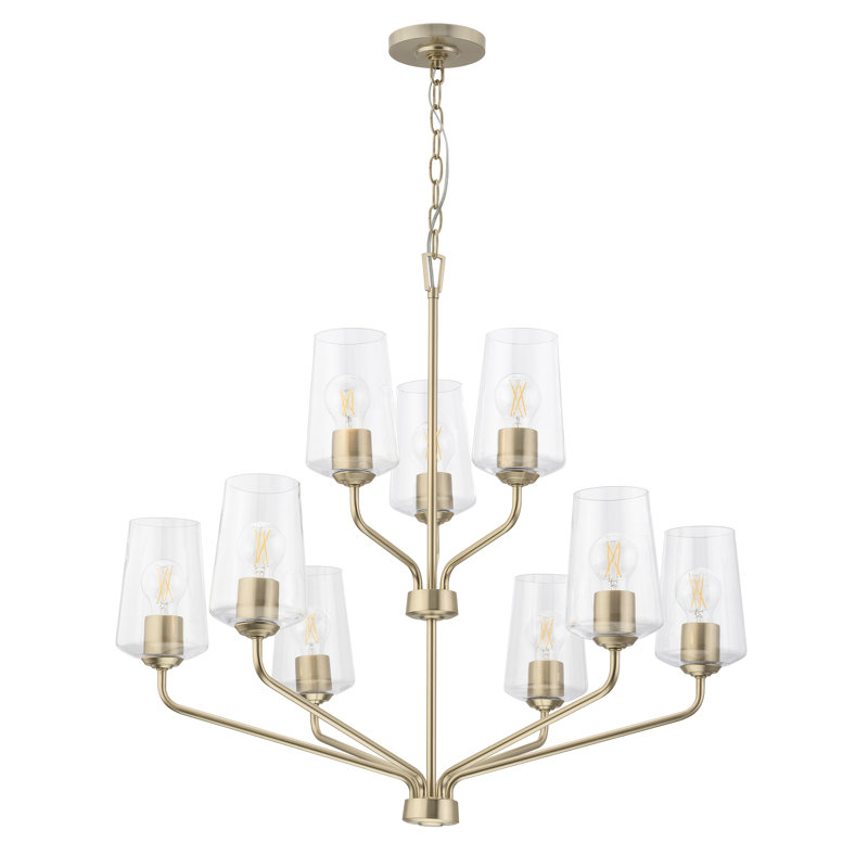 Celino Nine-Light Chandelier with Clear Glass, Bronze