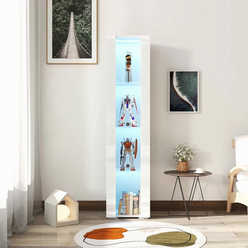 Armoire latérale avec lampe à bande en aluminium, Blanc