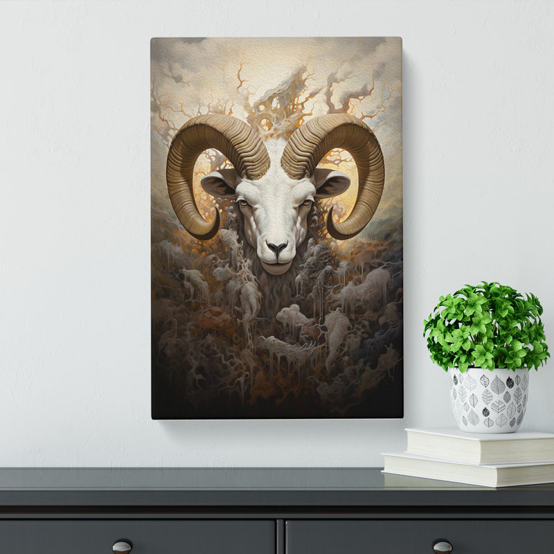 Ram Sheep Symbolism - Wrapped Canvas, 50cm H x 35cm W x 3cm D