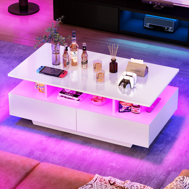 Metro Lane Coffee Table With 4 Drawers, Modern Centre Table, White