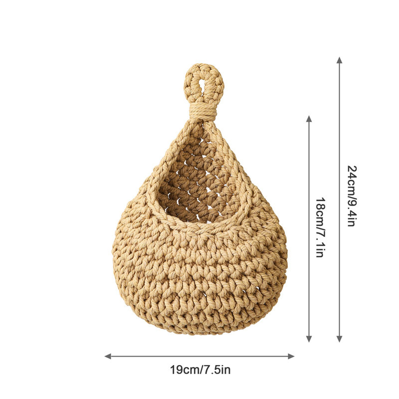 Boho Wall Hanging Fruit Baskets For Kitchen, Woven Produce Holder, Vegetable Hanging Basket For Organizing Teardrop Home Wall Potato Onion Storage And Potted Plants
