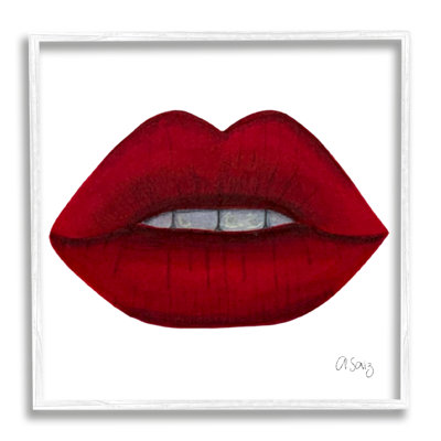 «Red Lips On White On Wood» par Alejandra Saiz, reproduction