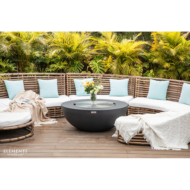 Lunar Bowl 42" Round Concrete Fire Pit Table, Natural gas, Dark Gray
