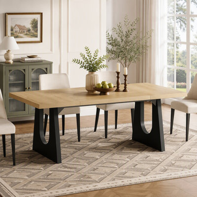 Dining Table, Large Rustic Rectangular Kitchen Table with Solid Wood Legs, Vintage Centerpiece for Family Gatherings
