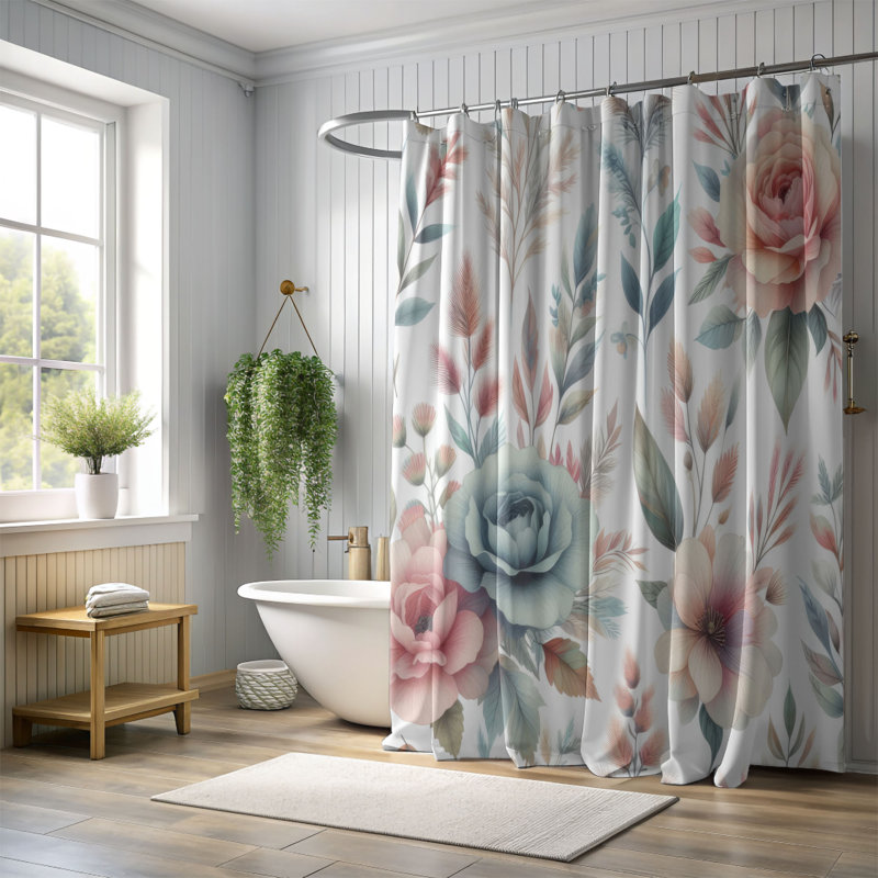 Rideau de douche Devone Wild Petals - 1 pièce, H 74 po x l 71 po