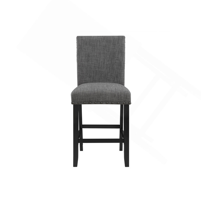 Tabouret de bar gris foncé Marian (ensemble de 2), Siège gris foncé / structure noire
