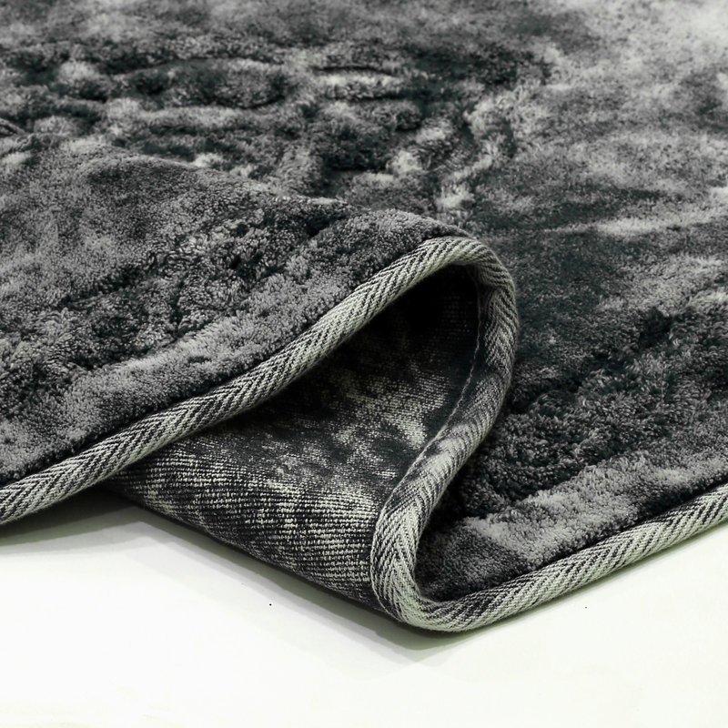 Cotton Non-Slip Bath Rug, Dark Gray