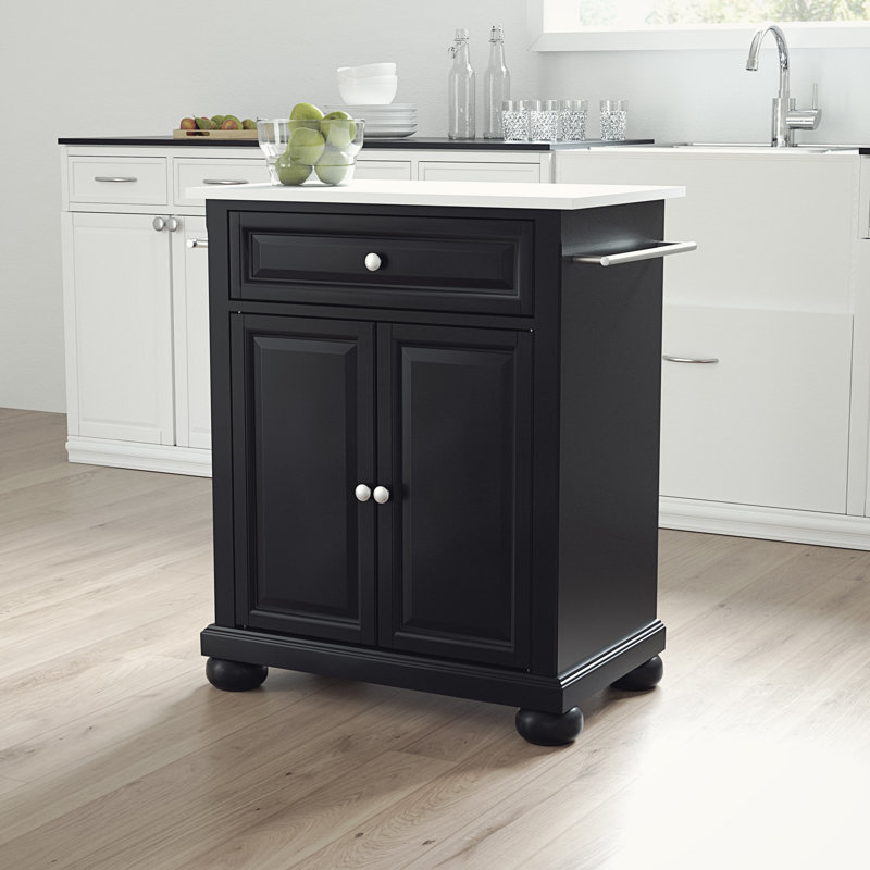 Abdulkadir Granite Top Kitchen Cart, Black