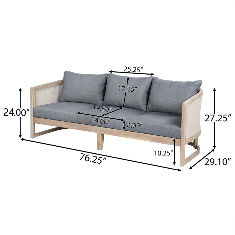 Canapé 3 places avec coussins Corrion, Gray Cushion/Light White Frame
