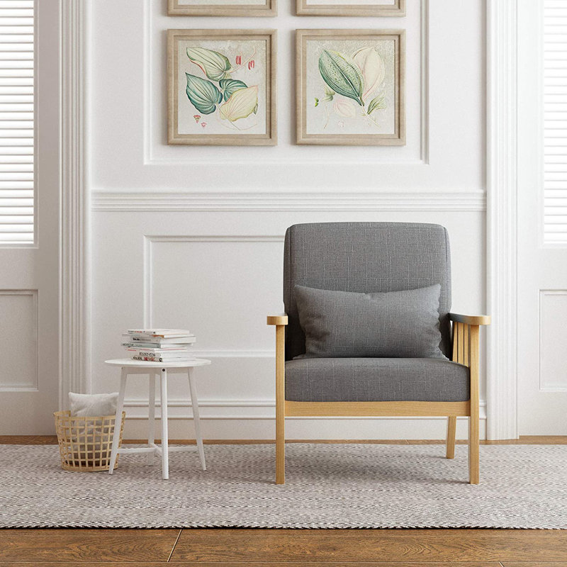 Macclesfield Upholstered Linen Blend Armchair, Dark Grey