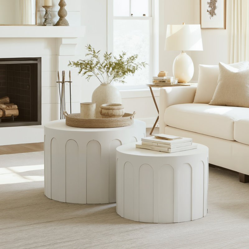 Ensemble de tables basses gigognes 23,6 po, Blanc