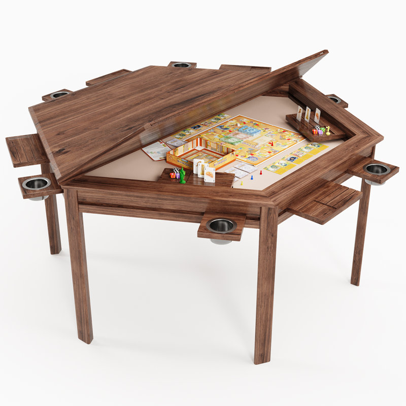 Table de jeu hexagonale à 6 joueurs de 59 po de largeur pour les jeux de société, le poker et les jeux de rôle