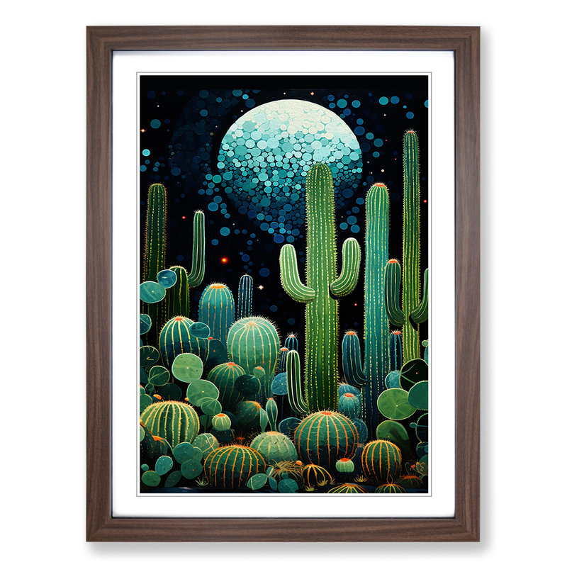 Cactus Orphism - Framed Print, Walnut Framed, 34cm H x 25cm W x 2cm D