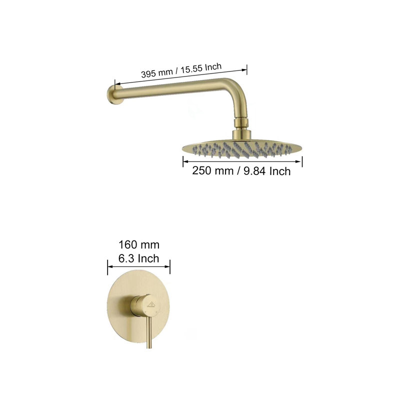 All-In-One Kit with Rough in-Valve, Brushed Gold