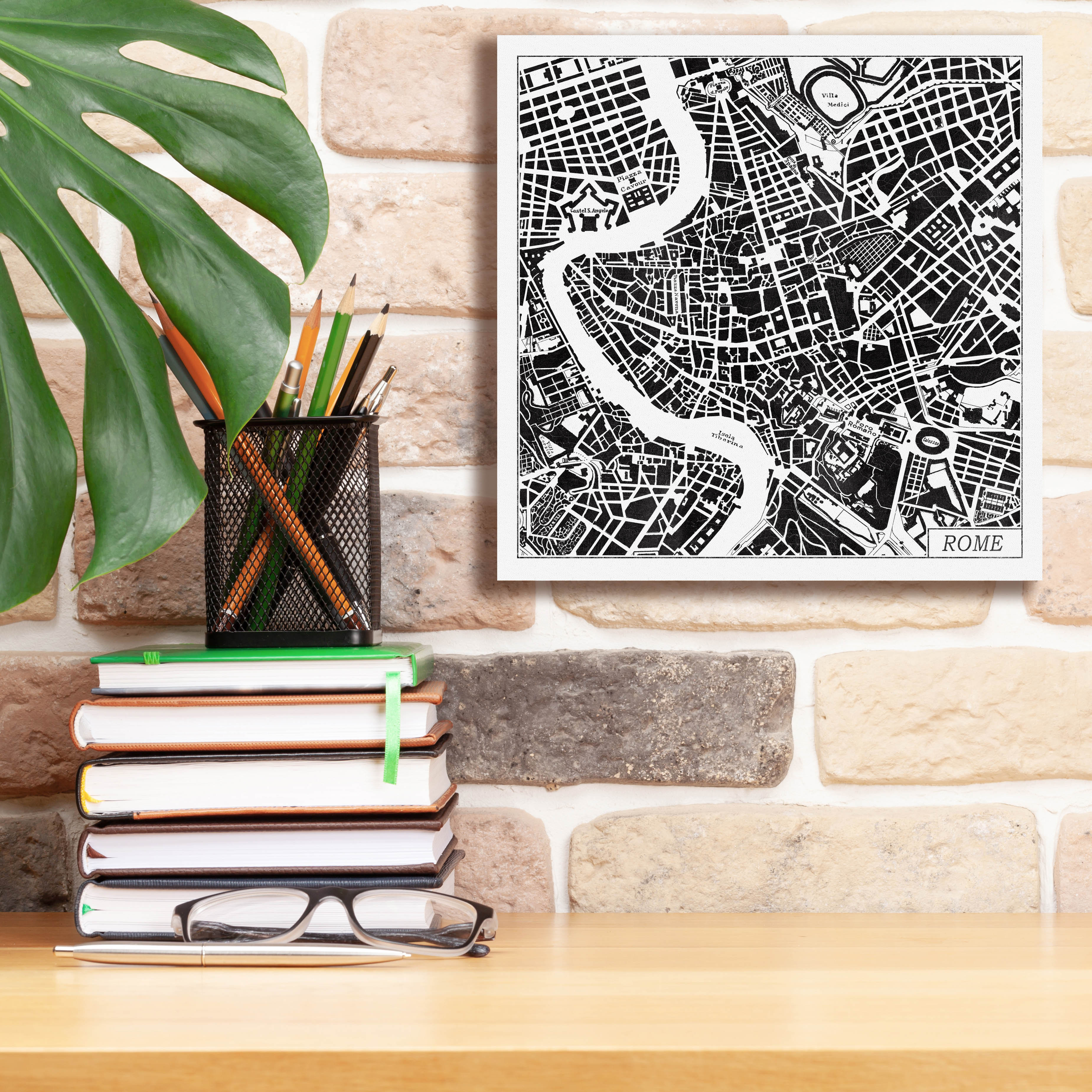 Epic Graffiti 'Rome Map Black' by Laura Marshall Canvas Wall Art Wayfair