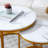 Set 2 Coffee Table Nesting White And Gray Top Frame Circular Round And Marble Pattern Wooden Tables