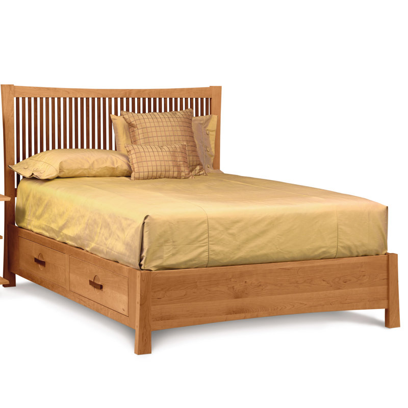 Lit plateforme en bois massif Berkeley, Cerisier naturel, Grand, Conventionnel