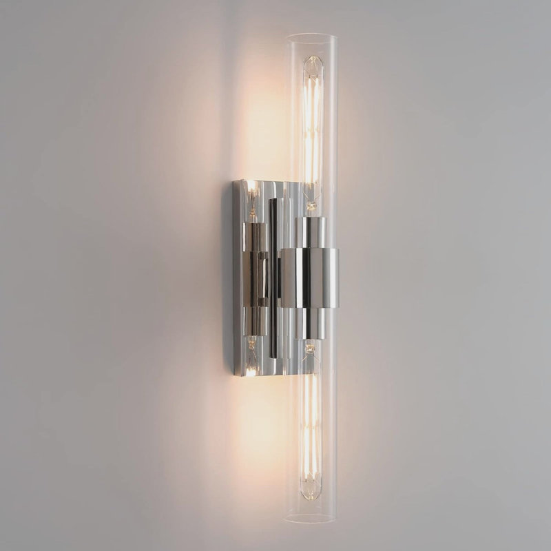 Fabrianna Brass Glass Wall Light, Silver