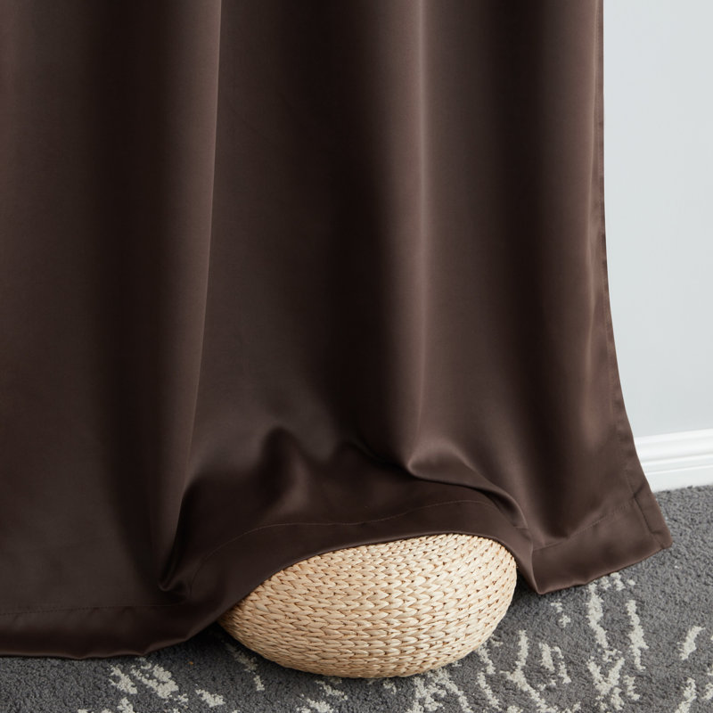 Alis Solid Color 100% Blackout Thermal Grommet Curtain Panels, 52" W x 96" L, Chocolate Brown