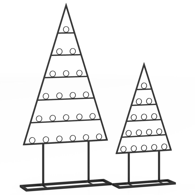  Ensemble de 2 porte-cartes de sapin de Noël avec support suspendu en métal 36 pinces rondes noires