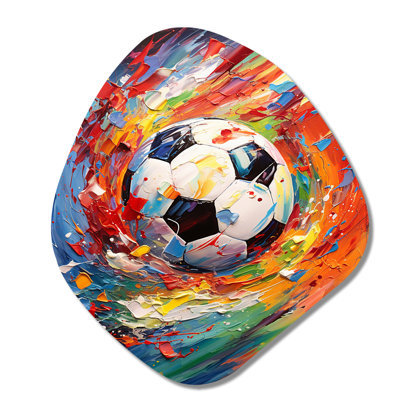 Abstract Soccer Energy - Soccer Nebula Shape Assymterical Metal Wall Art