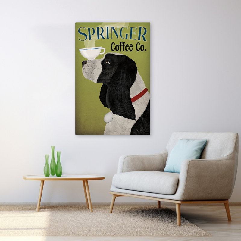 Springer Coffee Co - Publicité animal noir et bleu, H 48 po x l 32 po