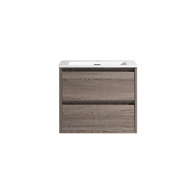 Meuble-lavabo simple mural 24 po Delly, Gris / Brun
