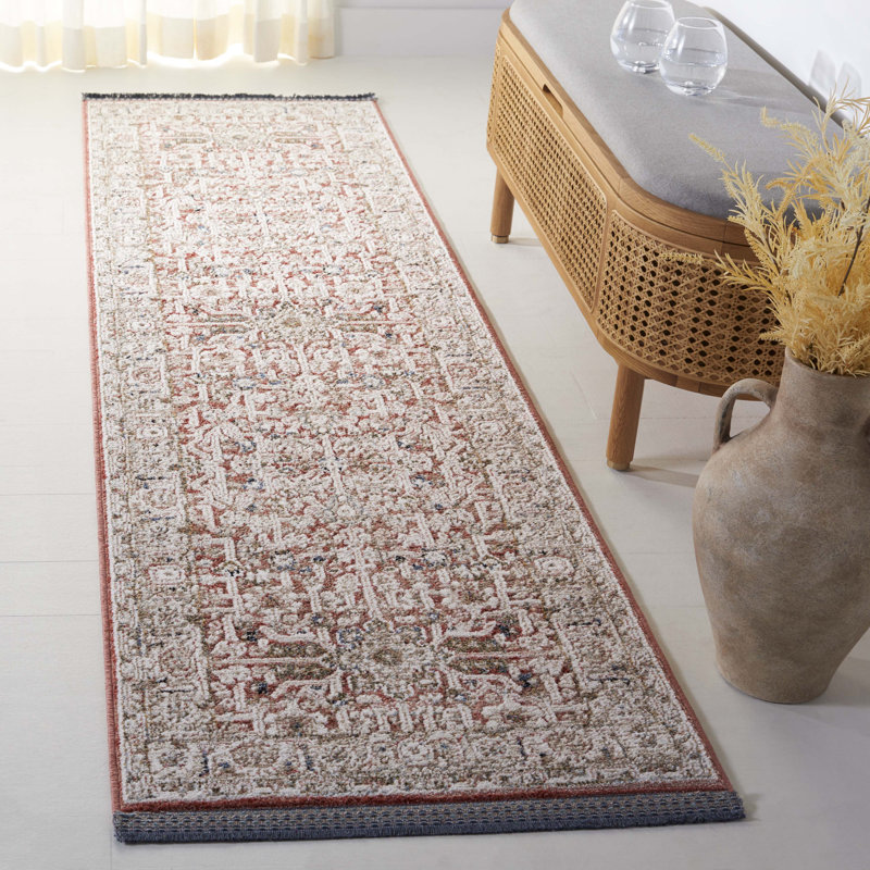Tapis floral en coton / polyester tissé à la machine Floral, Tapis de couloir 2 pi 2 po x 8 pi