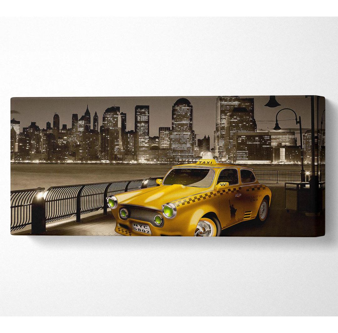 Retro Taxi NYC - Panorama-Kunstdrucke auf Canvas-Leinwand