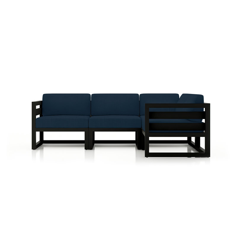 Avion 4 Piece Sectional Set, Black, Spectrum Indigo Sunbrella®