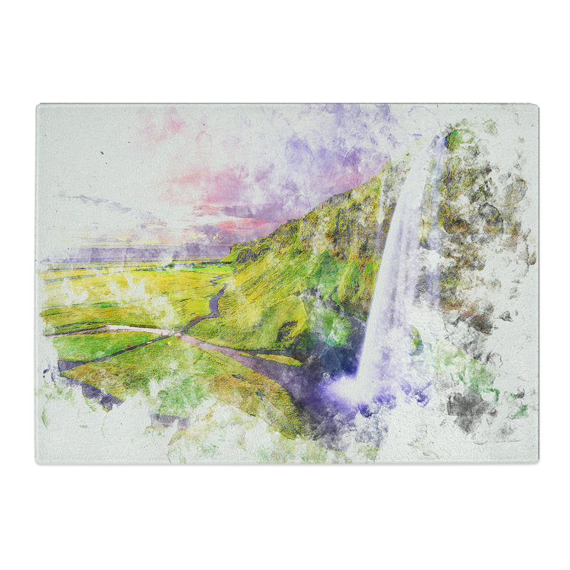 Tempered Glass Seljalandsfoss Waterfall Iceland Chopping Board, 20 cm x 28.5 cm
