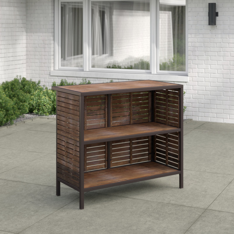 Amarria Rectangular Acacia Solid Wood Outdoor Bar Table , 47.72 " W 23.82 " D
