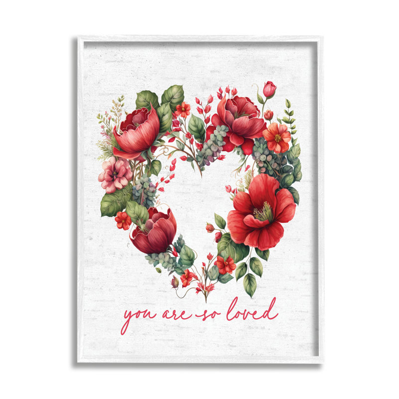Ba-831 - Couronne de Saint-Valentin en forme de cœur encadrée sur bois par lettres et lignes, H 14 po x l 11 po x P 1,5 po