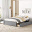 Lit double gris avec lit gigogne simple et choix de rangement pratiques - Élégant système de tiroir moderne à tiroirs gris et bois massif-1520304308