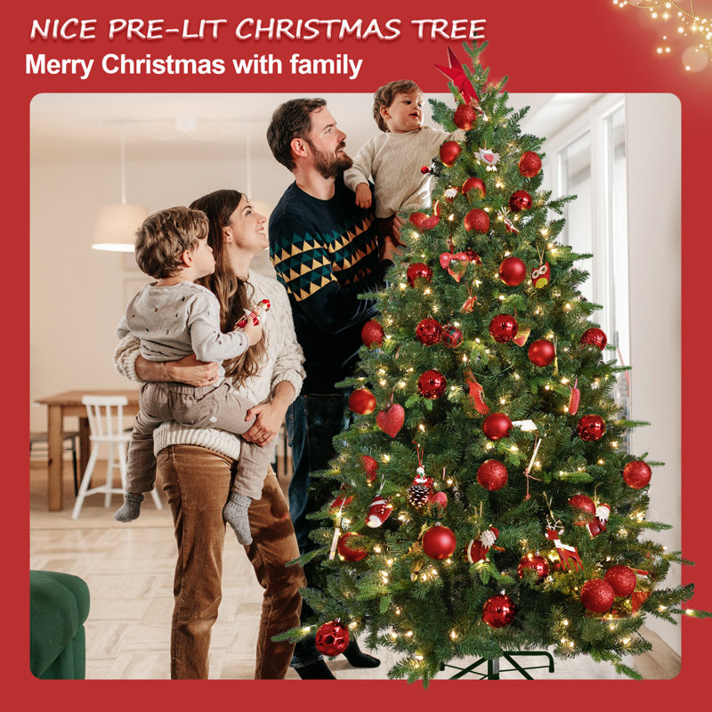 Lighted Artificial Christmas Tree - Stand Included, 6'