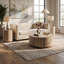 Table de bout ronde en bois massif avec motif en étoile