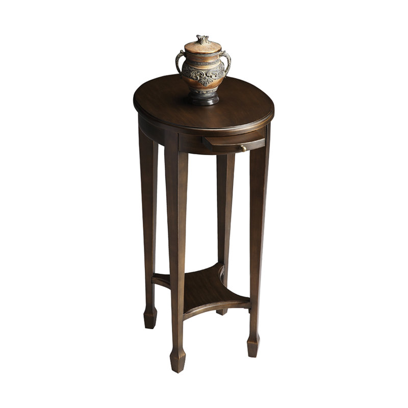 End Table, Distressed Black On Gold