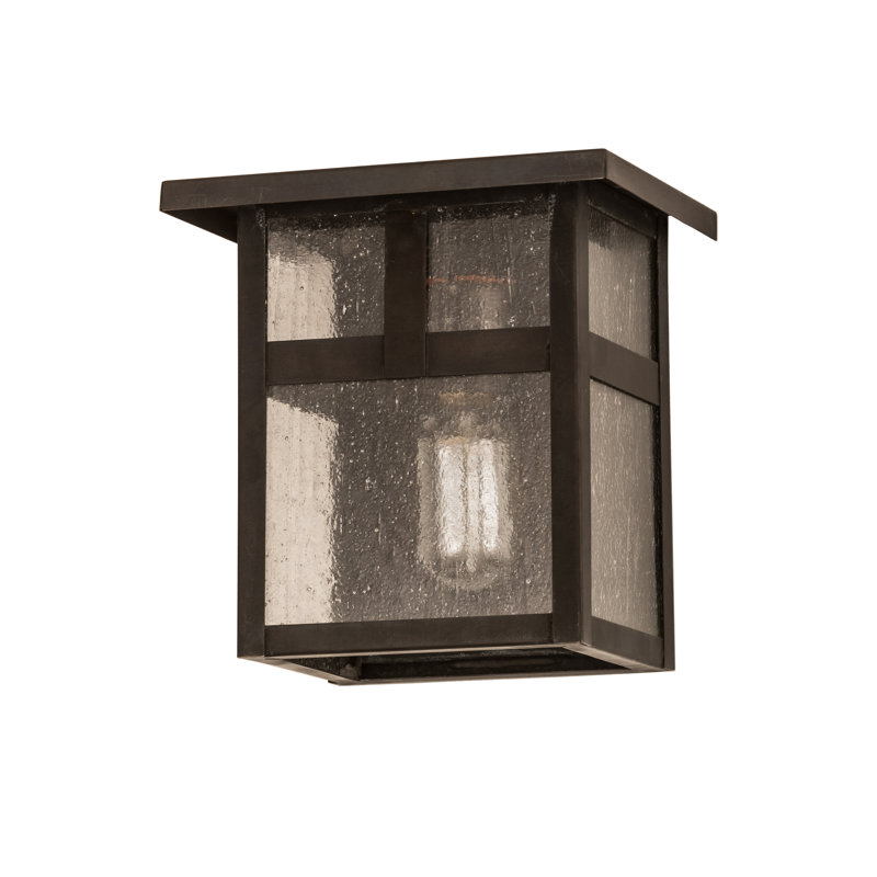 Hyde Park "T" Mission 1 - Light Outdoor Flush Mount, Clear Seedy, Oil Rubbed Bronze