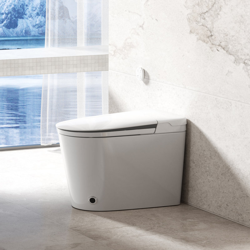Toilette intelligente MEJE, toilette sans réservoir avec fonction intelligente de base, siège chauffant, chasse automatique, chasse-pieds, veilleuse, télécommande