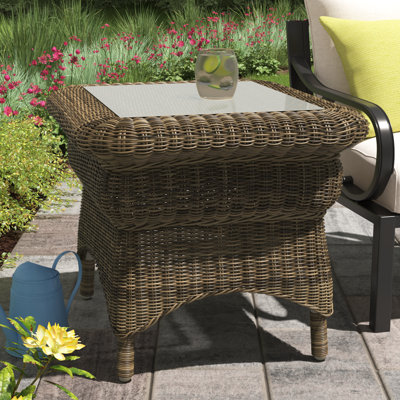 Aaraiz Rectangular Glass Outdoor Side Table