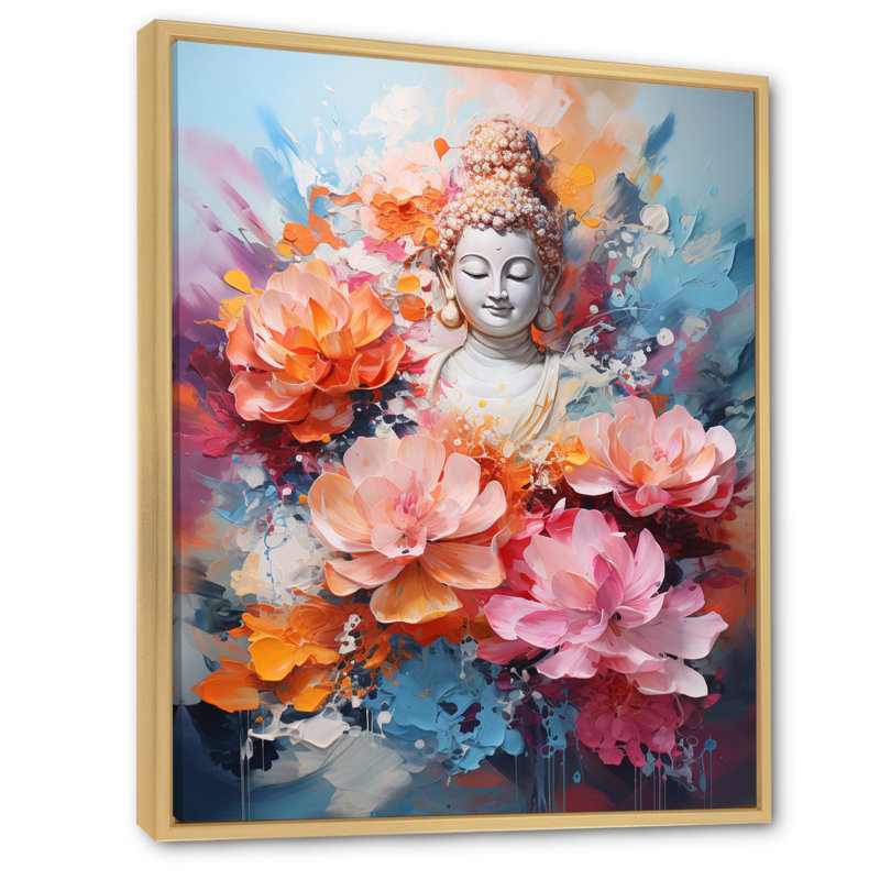 Bouddha floral en méditation II, Cadre naturel flottant, H 40 po x l 30 po x P 1,5 po