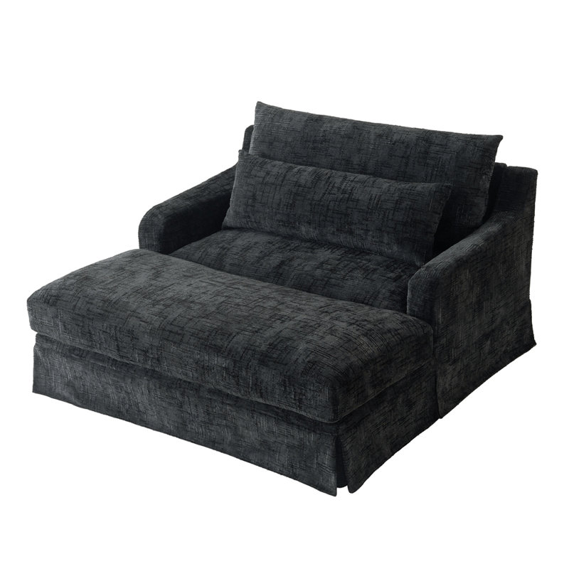 Canapé-lit en chenille, canapé Cama de 59,5 pouces, canapé-lit, canapé-causeuse, canapé décontracté avec surface texturée et deux coussins, convient au salon