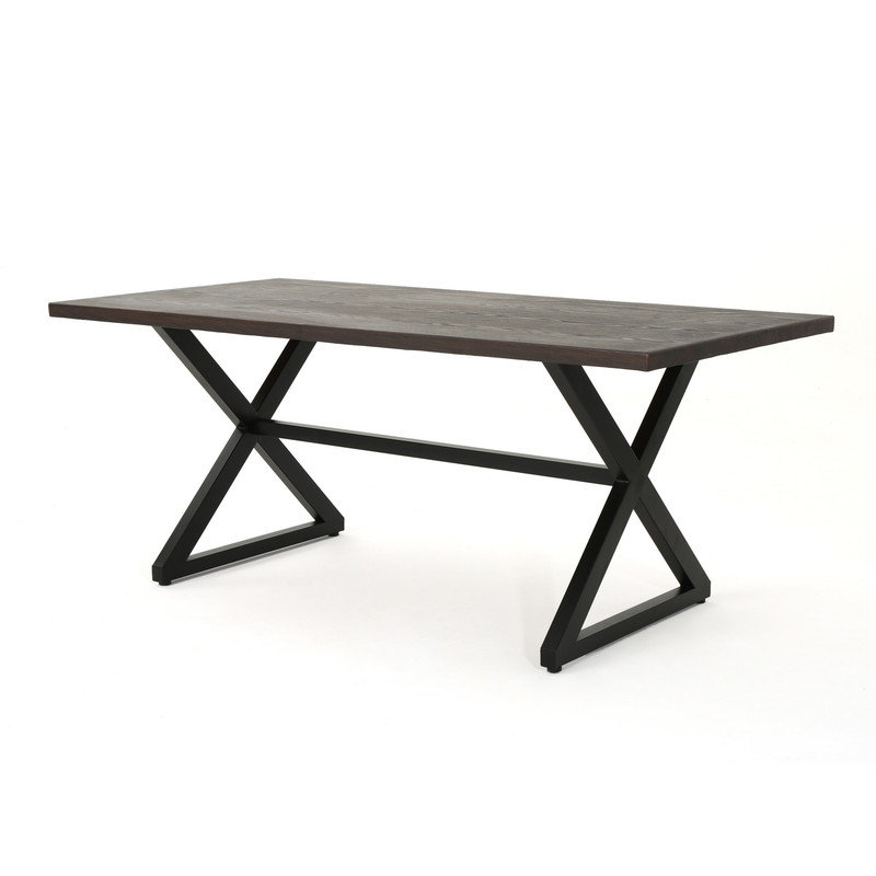 Table de salle à manger d'extérieur rectangulaire avec plateau en aluminium et structure en acier