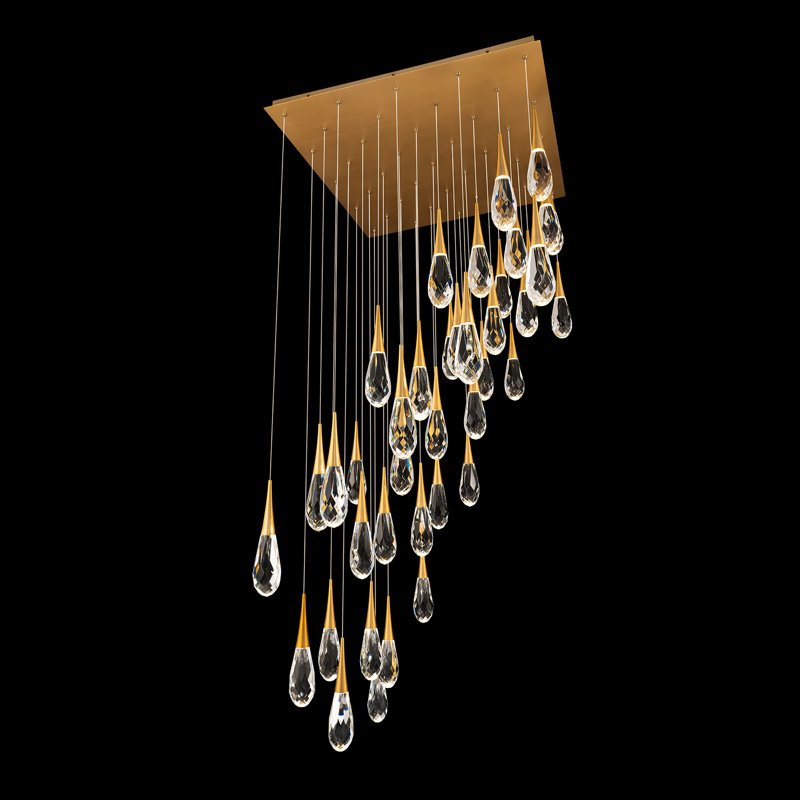 Hibiscus 41 - Light LED Pendant, Aged Brass