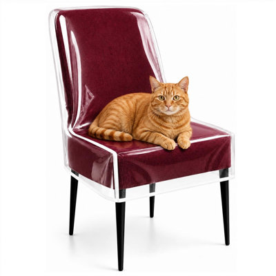 4 Pack Clear Plastic Chair Covers For Dining Chairs, Waterproof Transparent Dining Room Chair Protectors, PE Seat And Back Covers For Cat Scratch, Pet Hair, Dust, Spills, Stains, Easy Wipe Clean