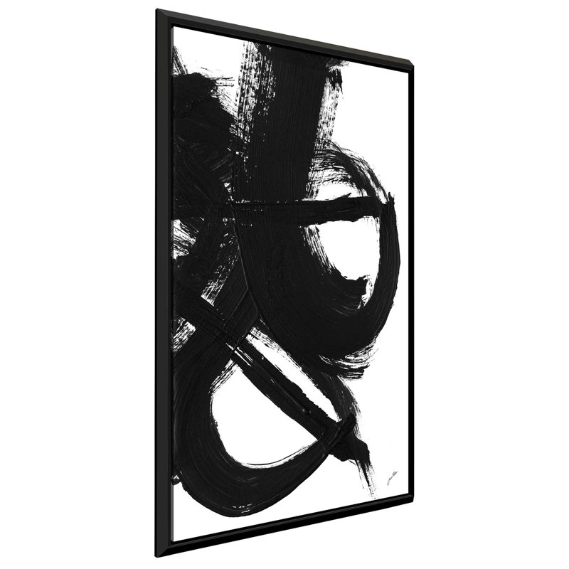 «Noir Strokes II» par Gina Ritter, H 51,5 po x l 31,5 po x P 2 po, Cadre flottant noir