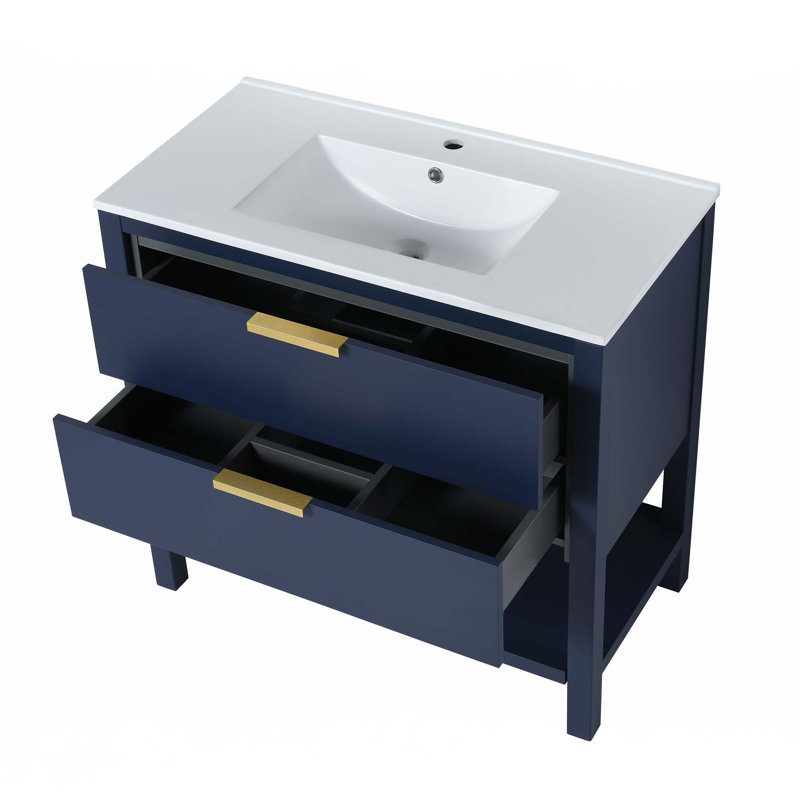 Contreplaqué de meuble-lavabo 36 po avec 2, Doré, Marine