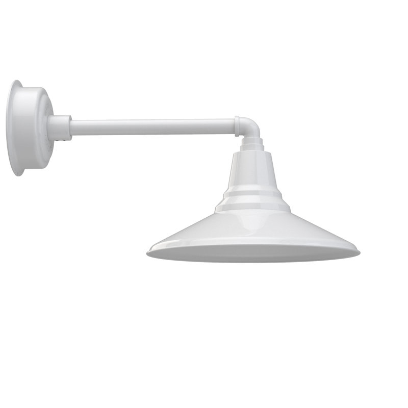 Luminaire de grange d’extérieur, Blanc, H 9,62 po x l 14 po x P 23,5 po