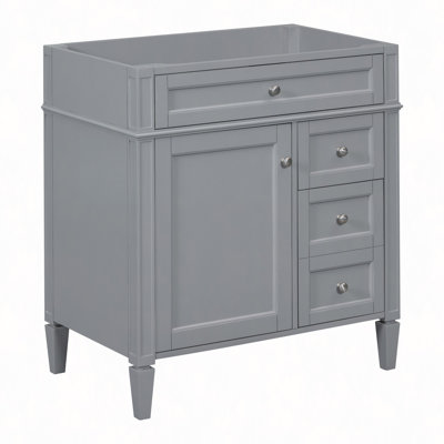 Meuble-lavabo de 30 po sans lavabo supérieur, armoire de rangement de salle de bain avec 2 tiroirs et un tiroir rabattable (BASSIN INCLUS)