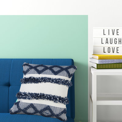 Coastal Fringed Striped Square Throw Pillow Cover